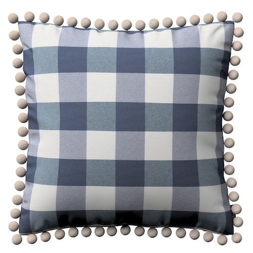 Poszewka Wera na poduszkę 45x45 granatowo-biała krata (5,5x5,5cm)
