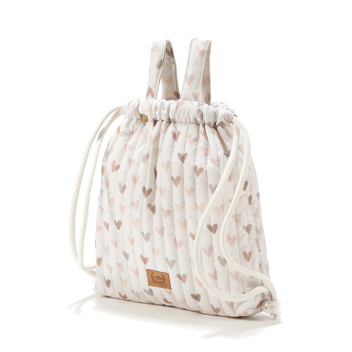 La Millou - Plecak do wózka ortalion pikowany HEARTBEAT BEIGE