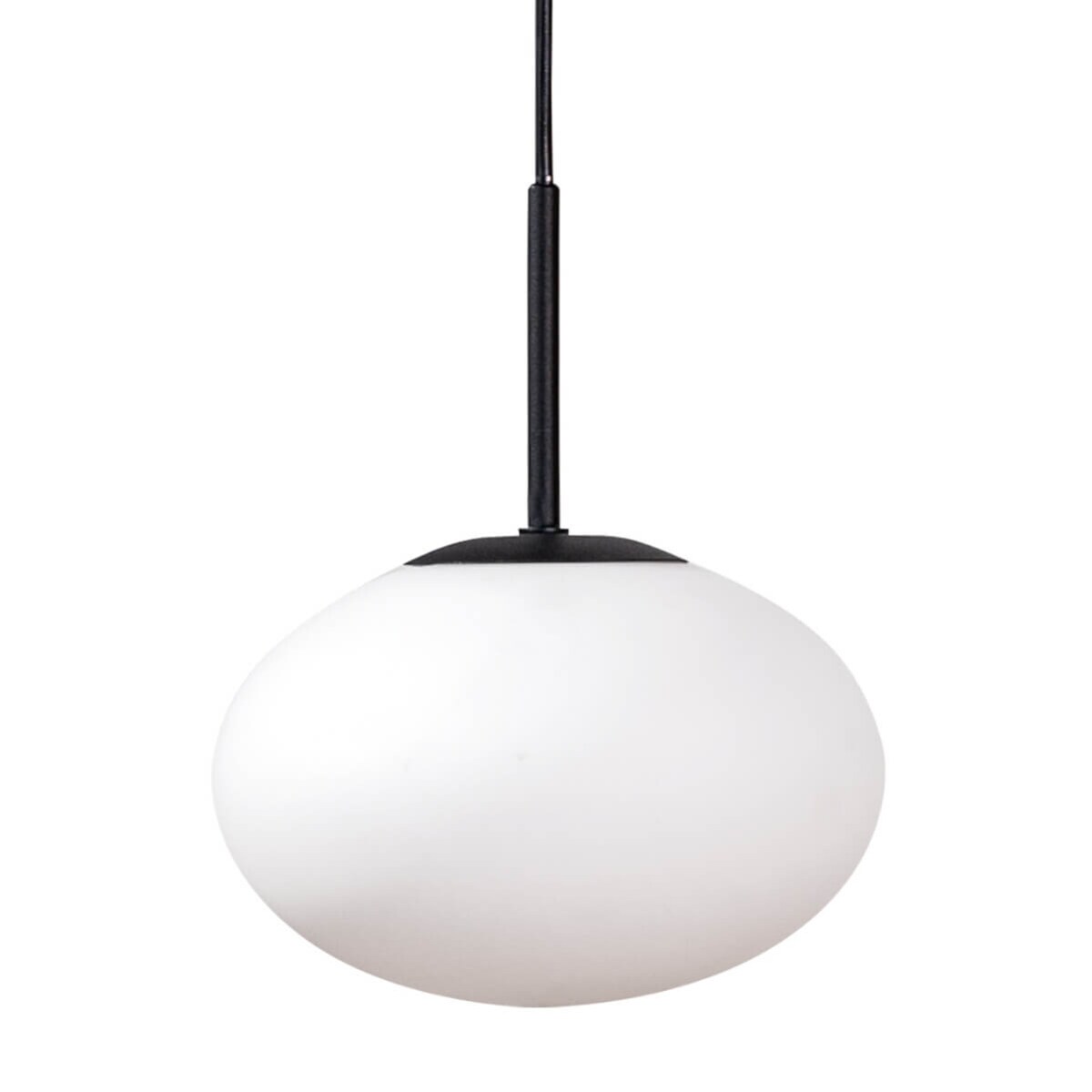 Salonowa lampa wisząca owalna Omi 1182 Zumaline szklana biała czarna