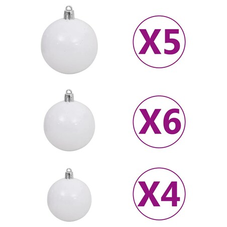 vidaXL Sztuczna choinka z lampkami i bombkami, czarna, 120 cm, PVC