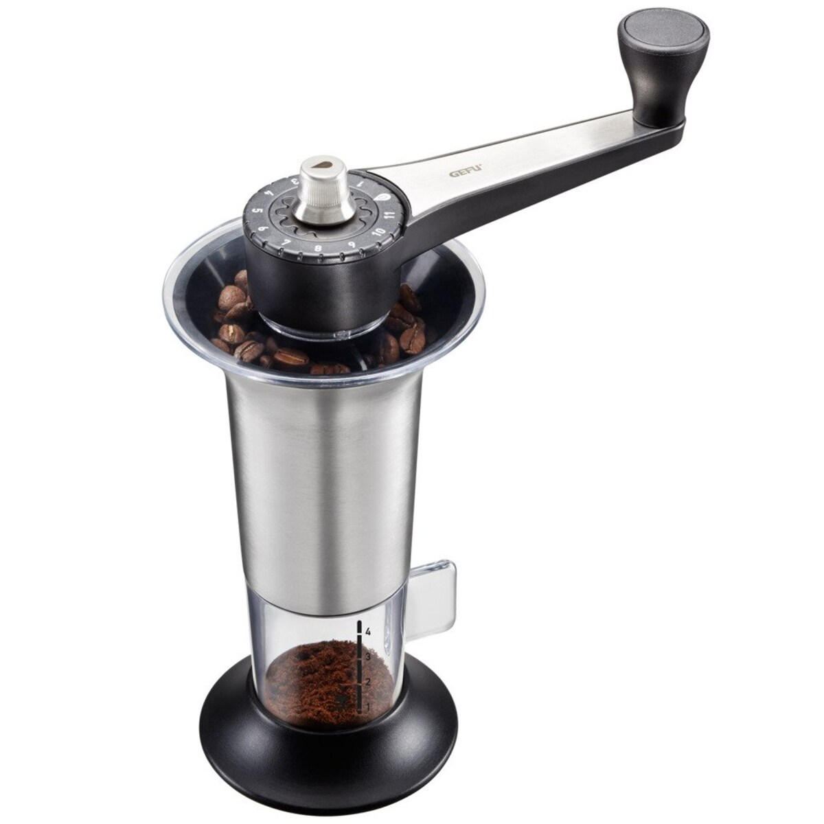 Młynek do kawy, praktyczne pokrętło z 11 stopniami pomoże dokładnie zmielić ziarna