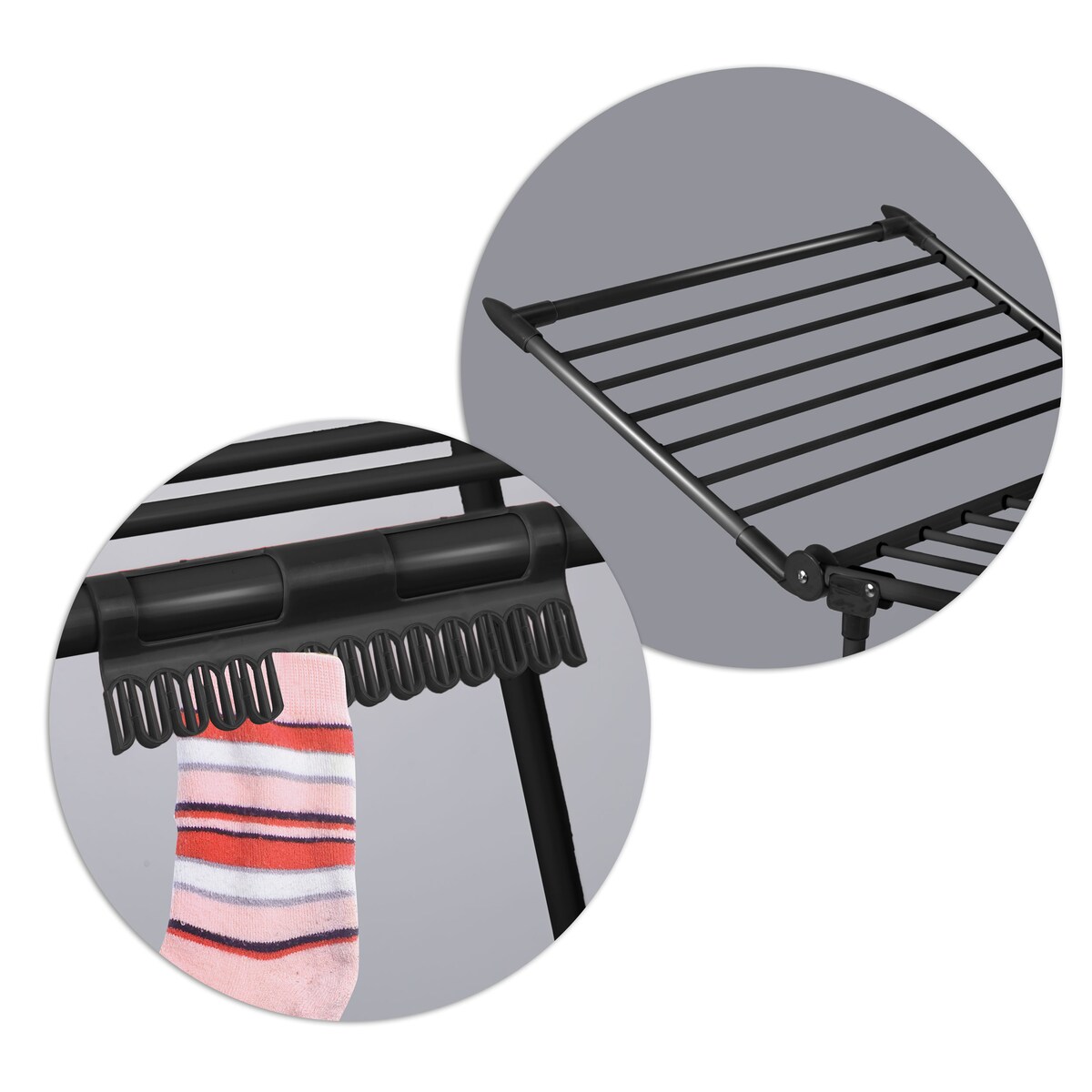 Suszarka na pranie do ubrań bielizny stojąca rozkładana 19m Massido Debora czarna