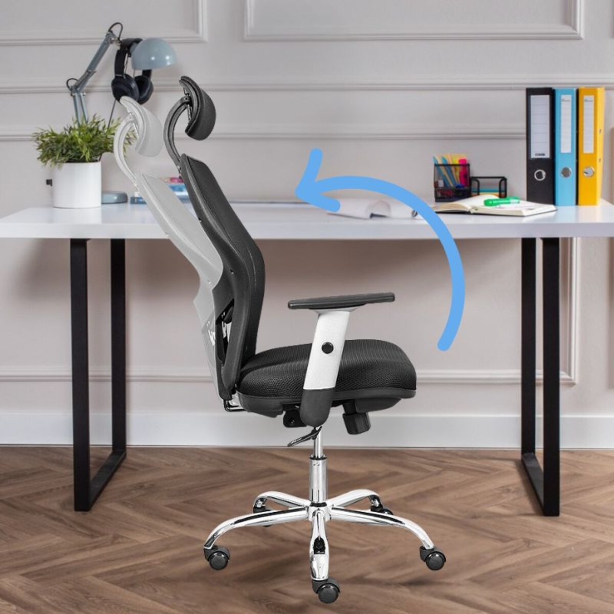 Krzesło biurowe fotel obrotowy regulowany chrom K40 do biurka