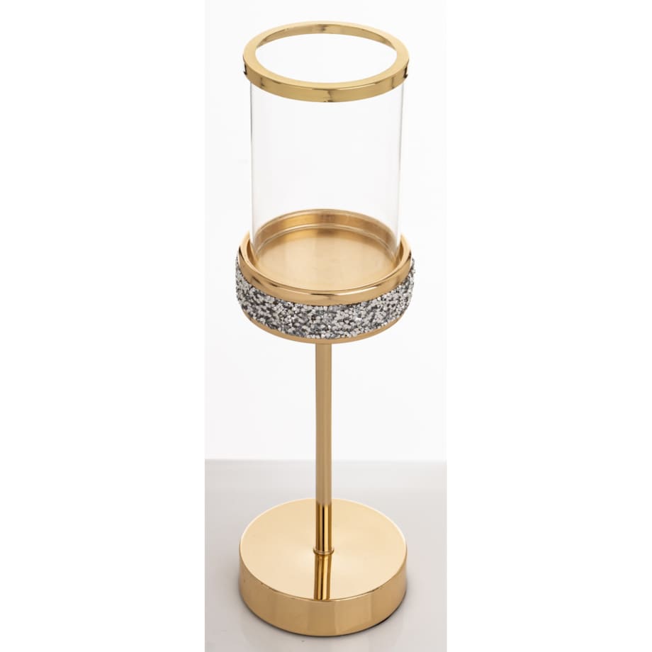 Świecznik złoty z kloszem 34x10 cm NIRAMAL small