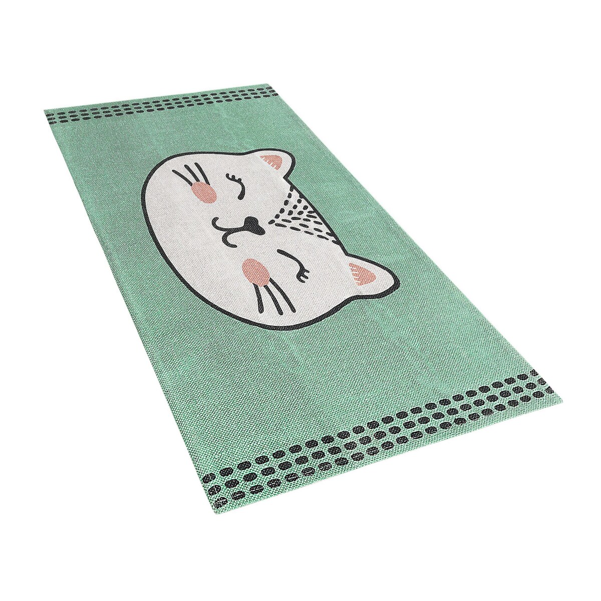 Dywan dziecięcy bawełniany koci wzór 60 x 90 cm zielony HOWRAH
