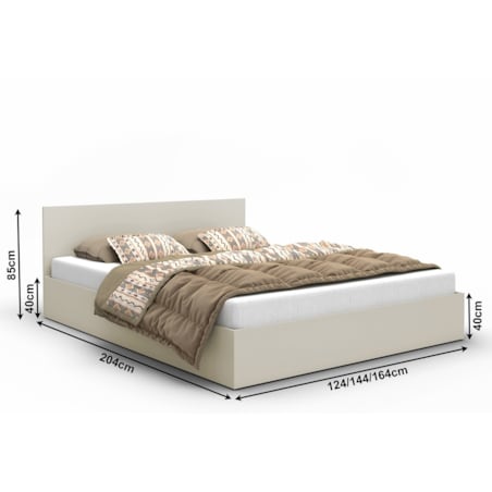 Łóżko ALDO 160x200 z pojemnikiem i stelażem, do sypialni - kaszmirowe