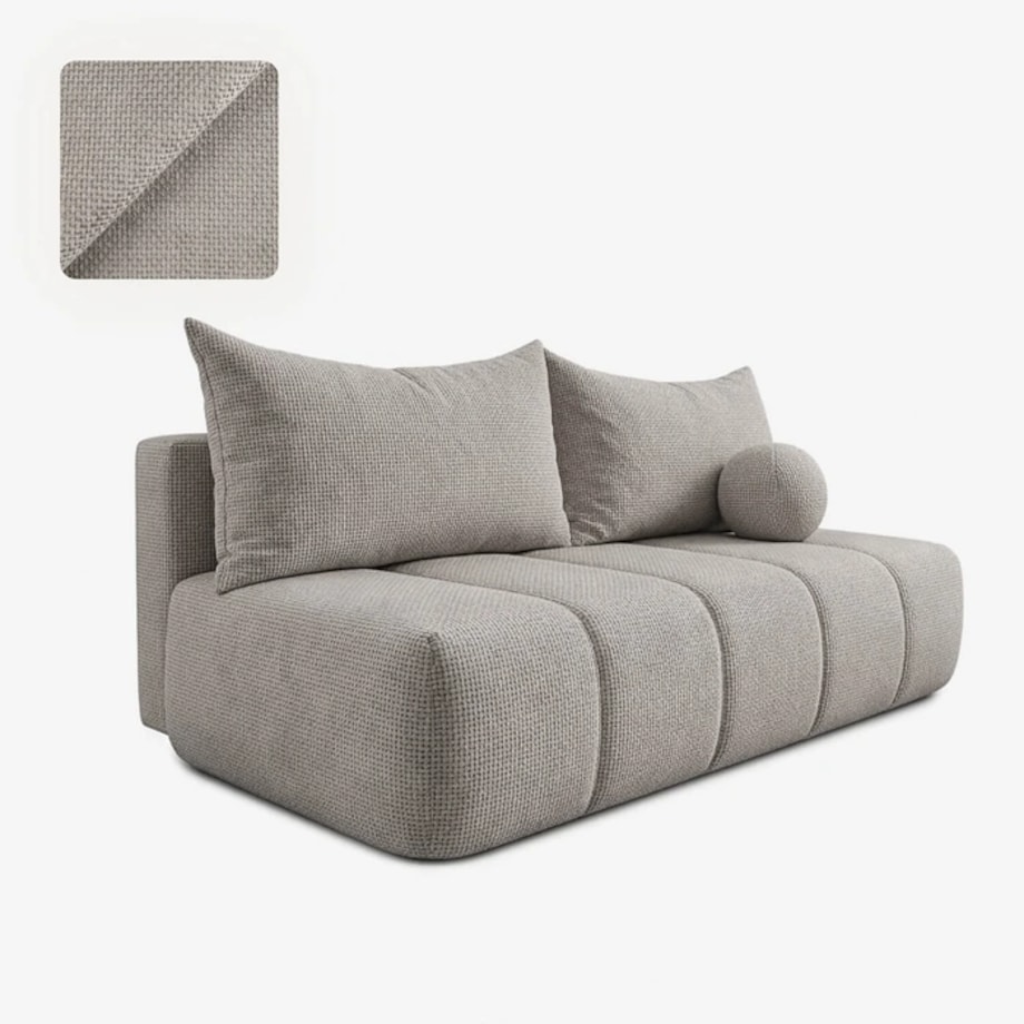 Sofa rozkładana 2-osobowa z funkcją spania jasnoszara SARIA