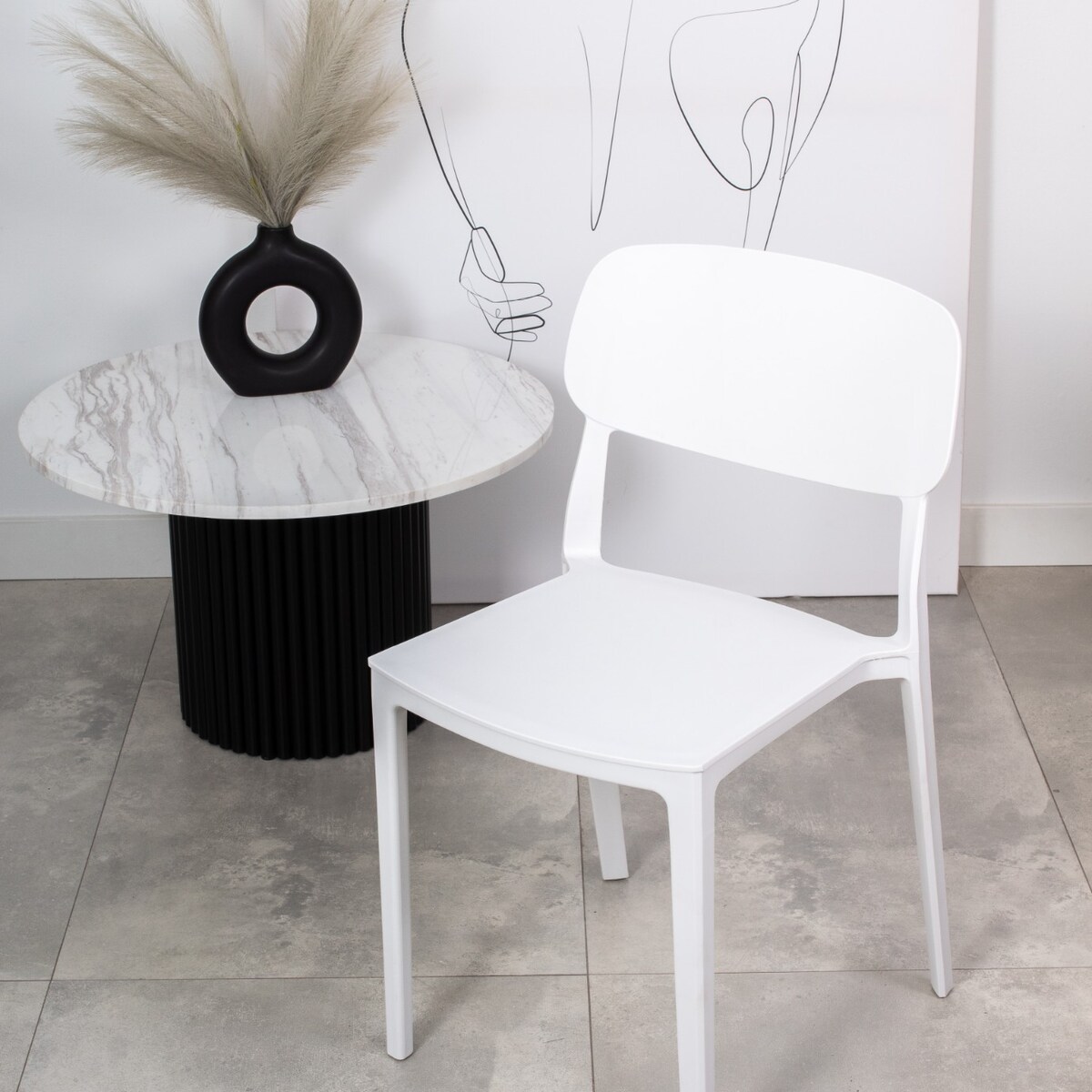 Krzesło plastikowe do salonu ogrodu nowoczesne białe oparcie