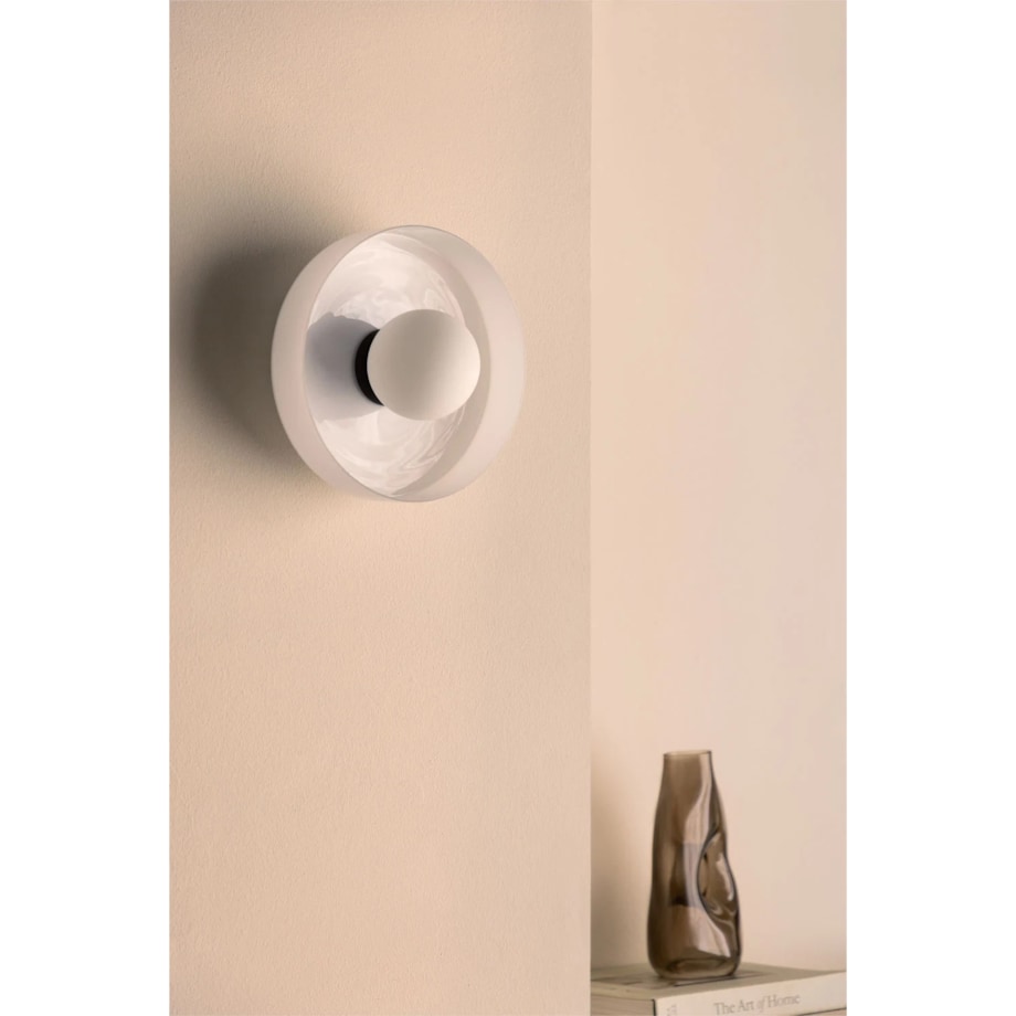 Kinkiet szklany Jaxal biało-czarny Ø35 cm