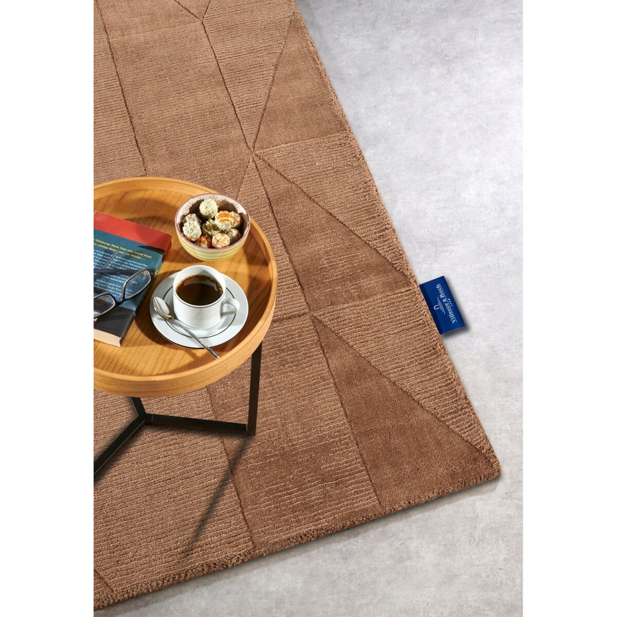 Chodnik wełniany do korytarza 80x250cm, brązowy nowoczesny wzór 3D