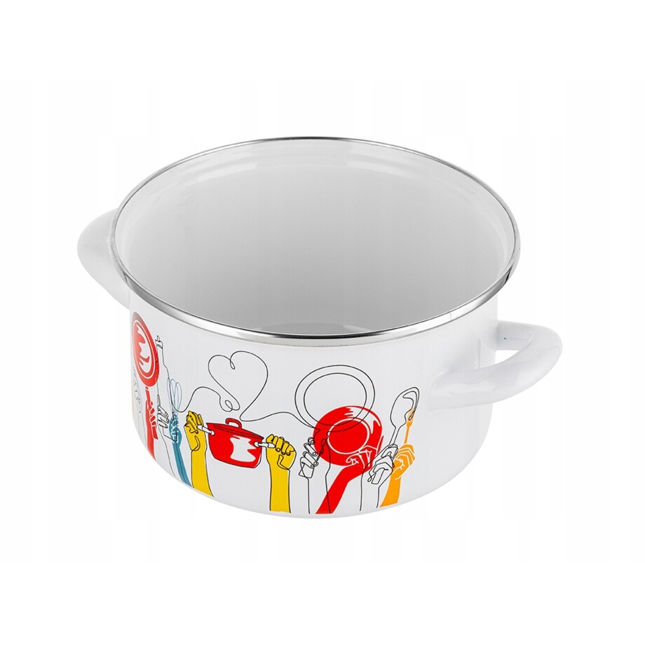 GARNEK EMALIOWANY polska pleszew 18 cm 2,6L do gotowania zup obiad kuchenny