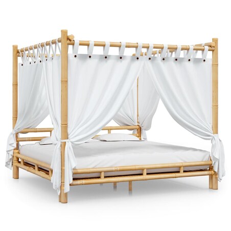 vidaXL Łóżko z baldachimem, 200x200 cm, bambusowe