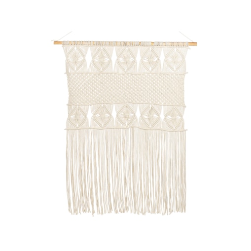 Dekoracja ścienna makrama bawełniana beżowa LAHRI