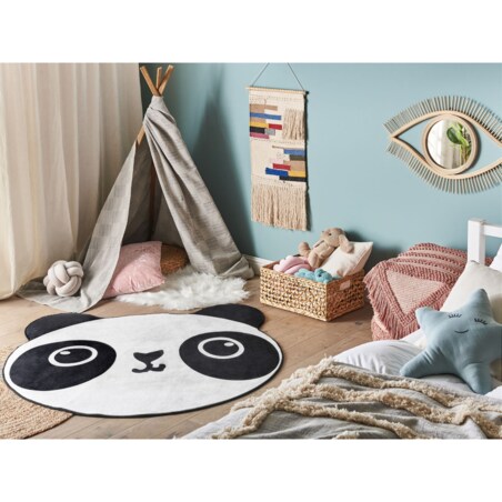 Dywan dziecięcy ⌀ 120 cm biało-czarny PANDA