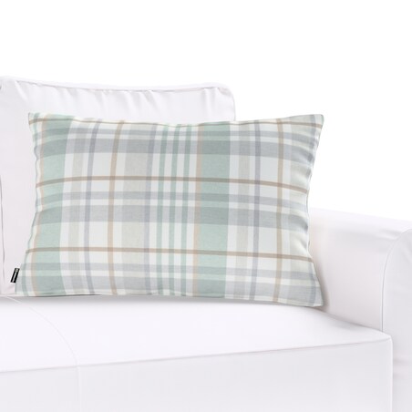 Poszewka Kinga na poduszkę prostokątną 60x40 kratka zielono-szary melanż