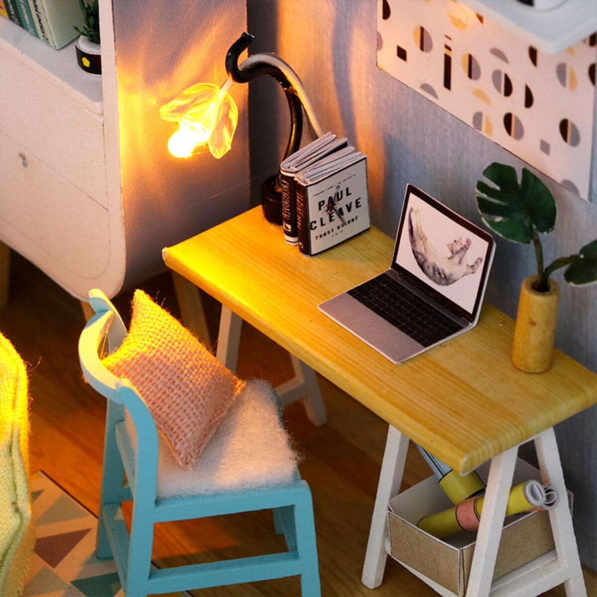 Miniaturowy domek - Błękitne retro