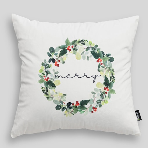 Poszewka na poduszkę Merry Wreath 43x43 cm boże narodzenie, święta, świąteczne, biały, 43x43 cm