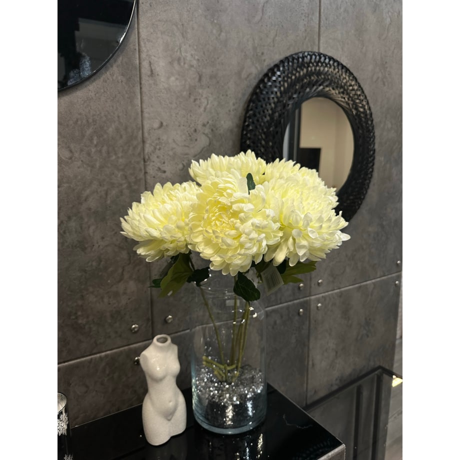 Sztuczne Kwiaty Sztuczna Chryzantema 70 Cm Biała Jak Żywa Ozdoba Wiosna