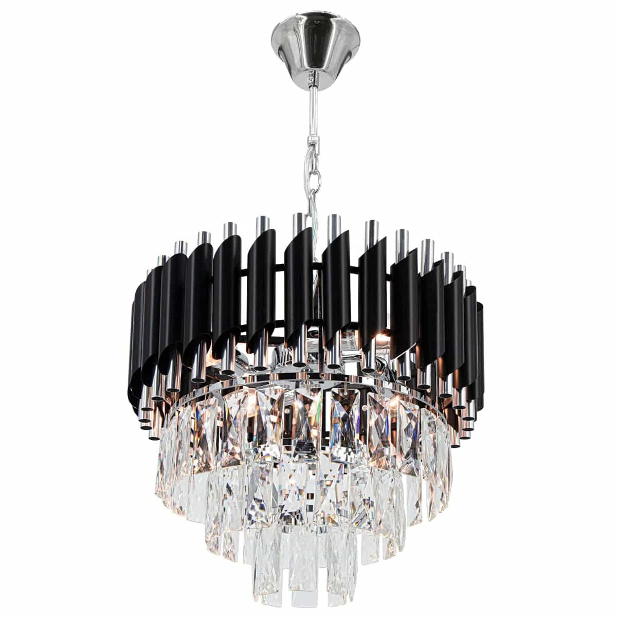 Kryształowa lampa wisząca Toledo 6260/4 8C BL glamour czarna chrom