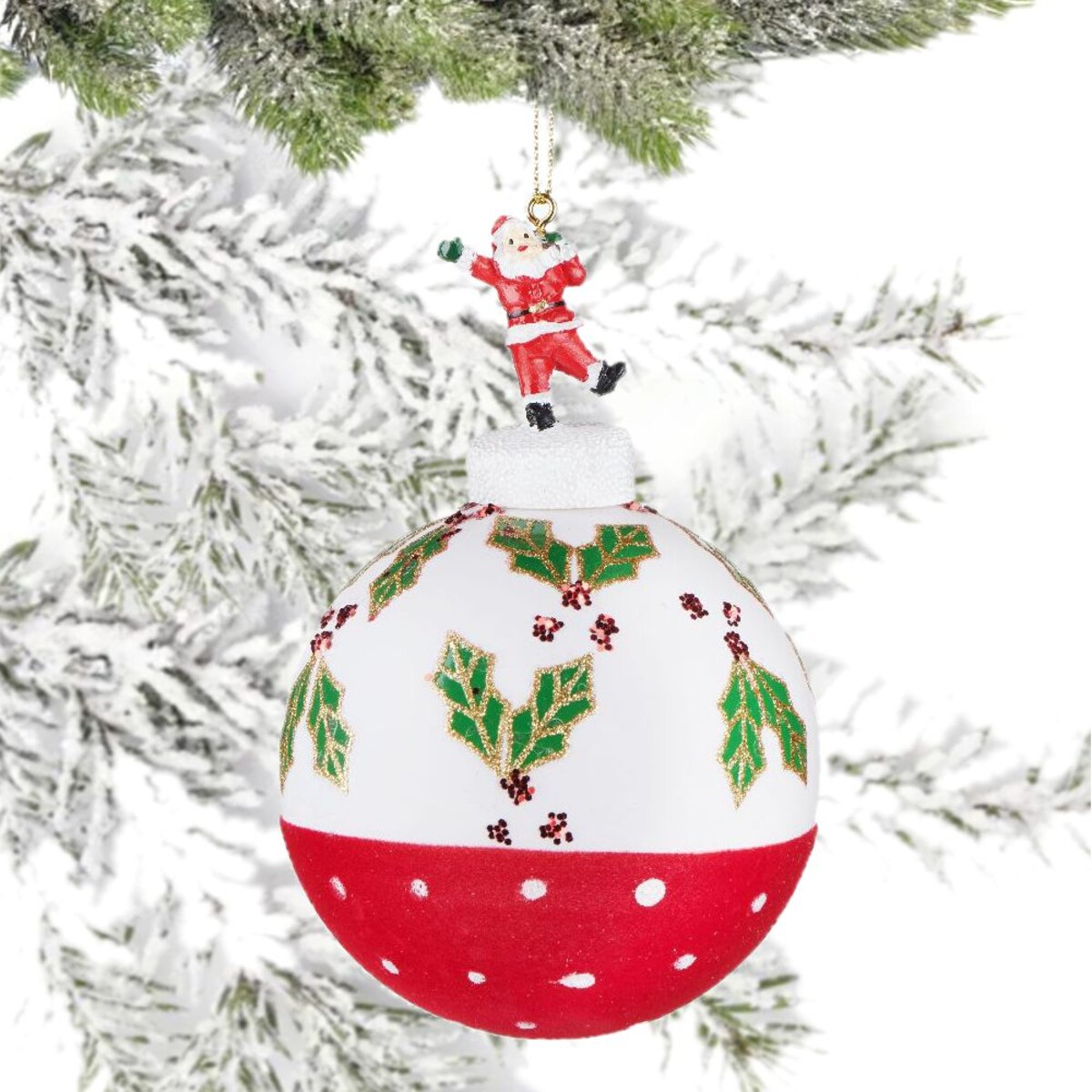 VILLA ITALIA Bombka szklana z mikołajem 8 cm