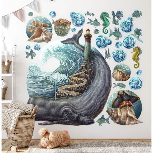Zestaw naklejek na ścianę, Rysunkowe zwierzęta, 100cm