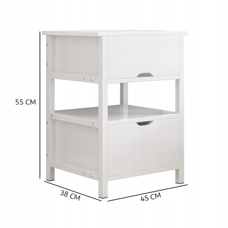 Szafka nocna biała z 2 szufladami nowoczesna loft stolik do sypialni 45 cm