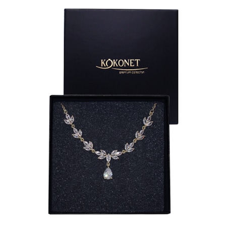 Naszyjnik błyszczący 43cm regulowany do dekoltu V złoty elegancki ślubny