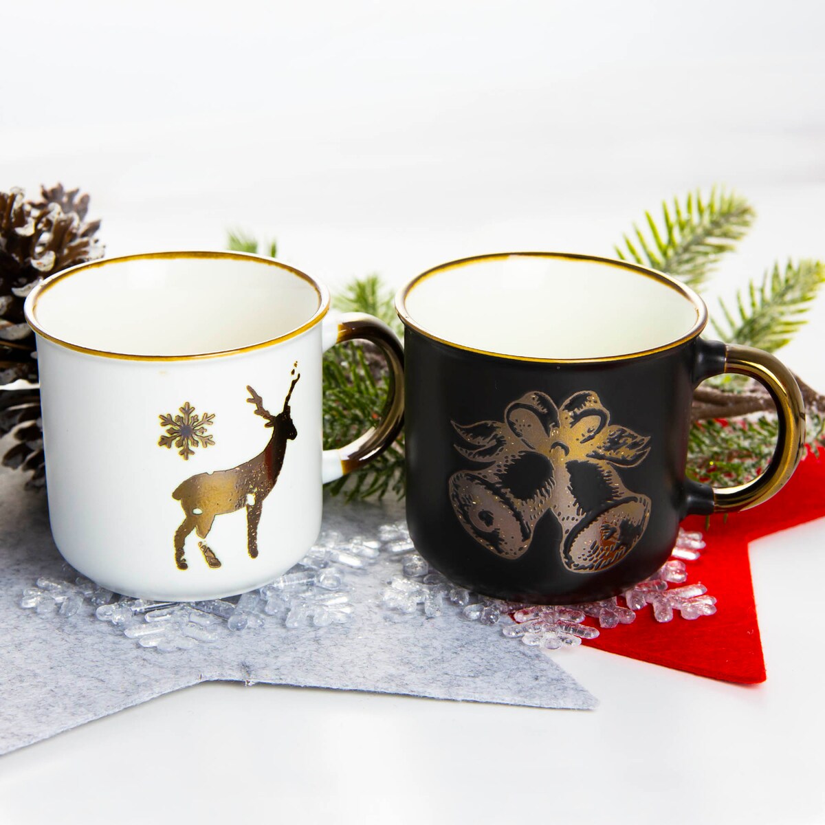 Kubek Świąteczny Boże Narodzenie Na Prezent Porcelanowy Zestaw Dzwonek/Renifer