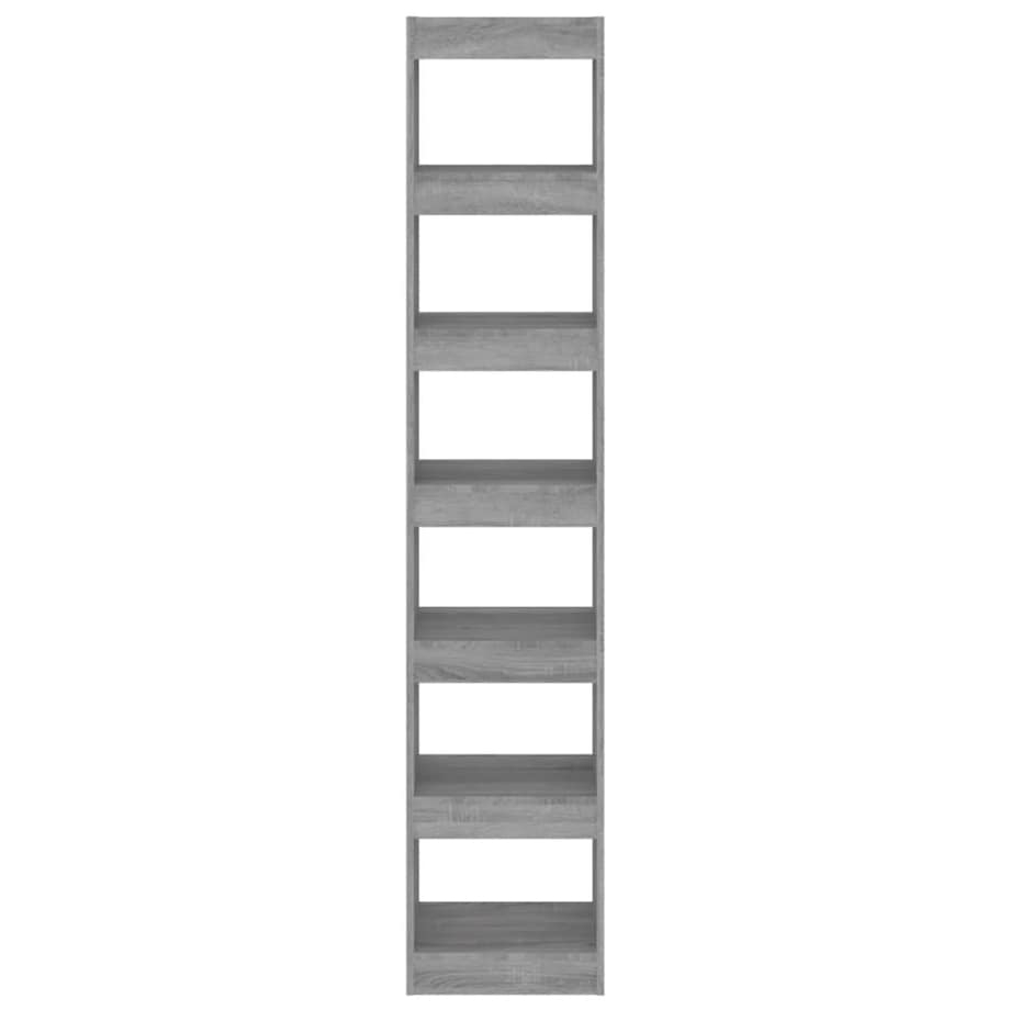 vidaXL Regał na książki/przegroda, szary dąb sonoma, 40x30x198 cm