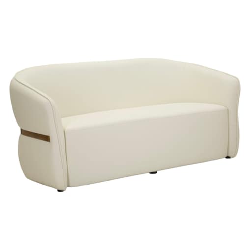 Sofa Minsk, kolor biały i złoty, drewno sosnowe, płyta MDF i poliuretan (PU), 160 x 84 x 77 cm, styl nowoczesny, do salonu, Mauro Ferretti