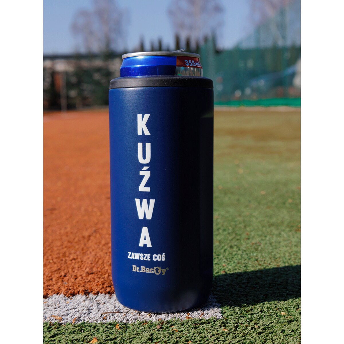 Kubek termiczny na kawę 2w1 Dr.Bacty Notus 360 ml - granatowy - Kuźwa