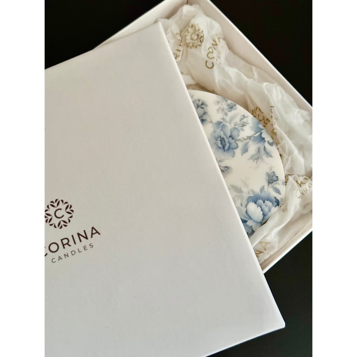 Świeca sojowa Niebieskie Kwiaty Vintage rozm. L pomysł na prezent dla mamy