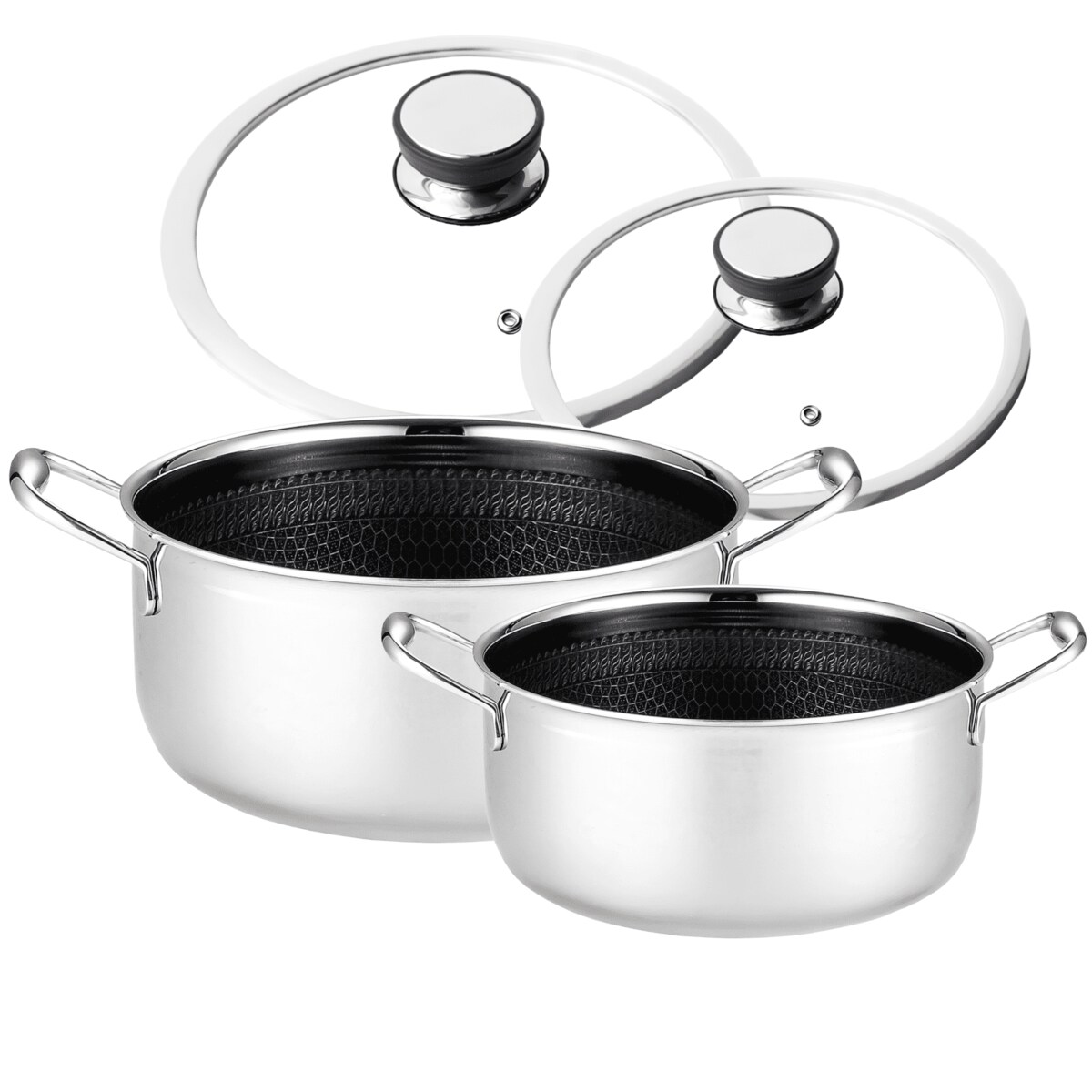 Zestaw profesjonalnych garnków Mitsu 20 + 24 cm z pokrywkami Plaster miodu Na indukcje Na gaz Nierdzewna