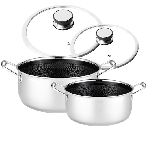 Zestaw profesjonalnych garnków Mitsu 20 + 24 cm z pokrywkami Plaster miodu Na indukcje Na gaz Nierdzewna