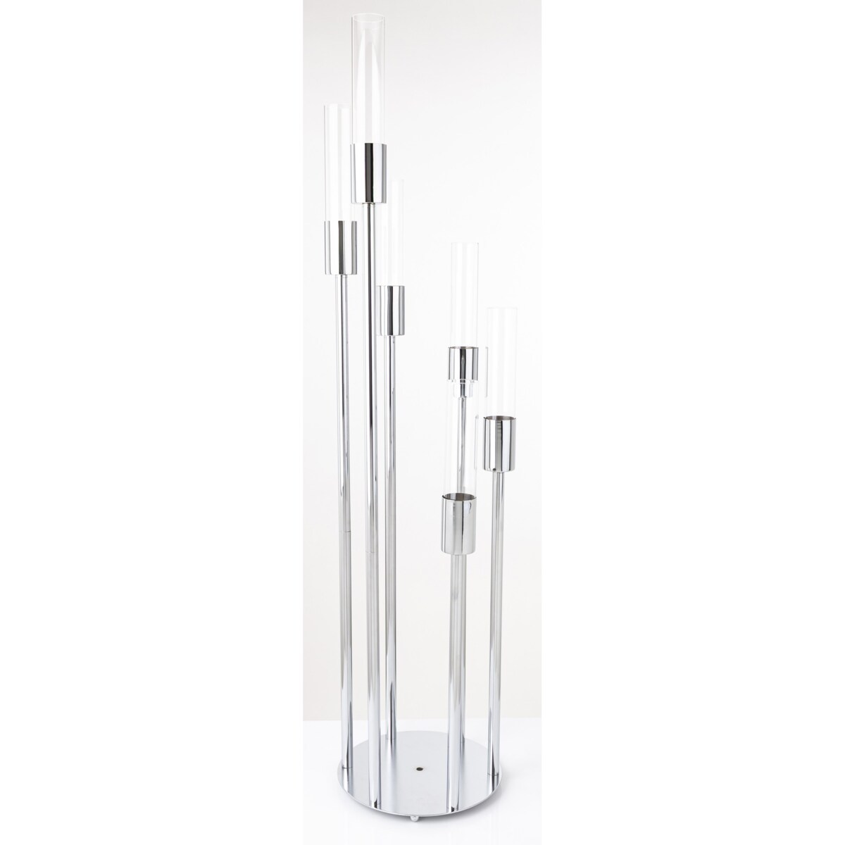 Świecznik metalowy na 6 świec 117x27x27 cm BATANG srebrny