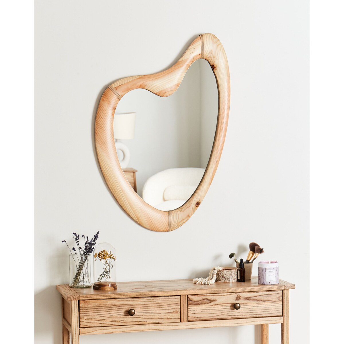 Lustro ścienne NEURE 90 cm 77 cm Drewno jodłowe Naturalny