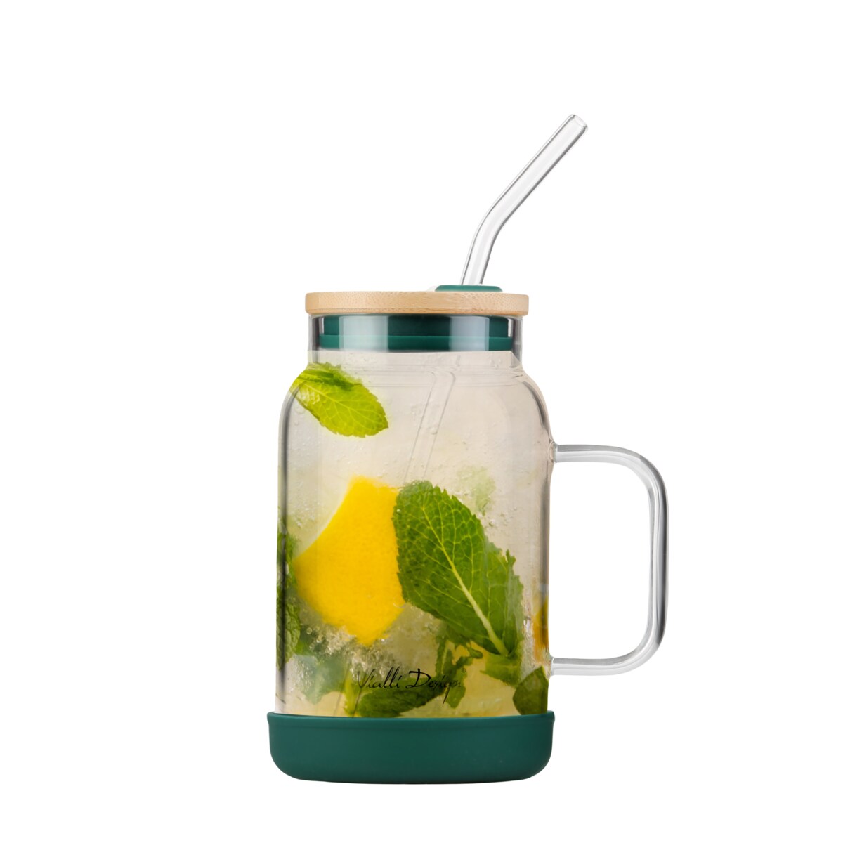Słoik ze słomką 600 ml zielony Fuori 29828
