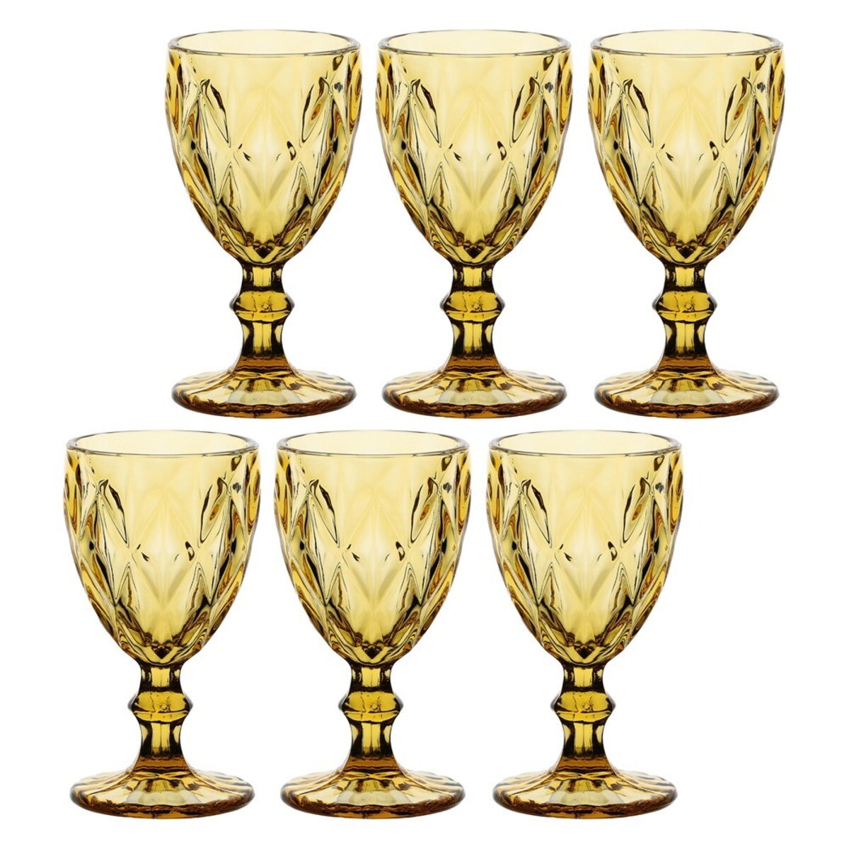 Zestaw 6 kieliszków Diamond - Bursztynowy, 250 ml
