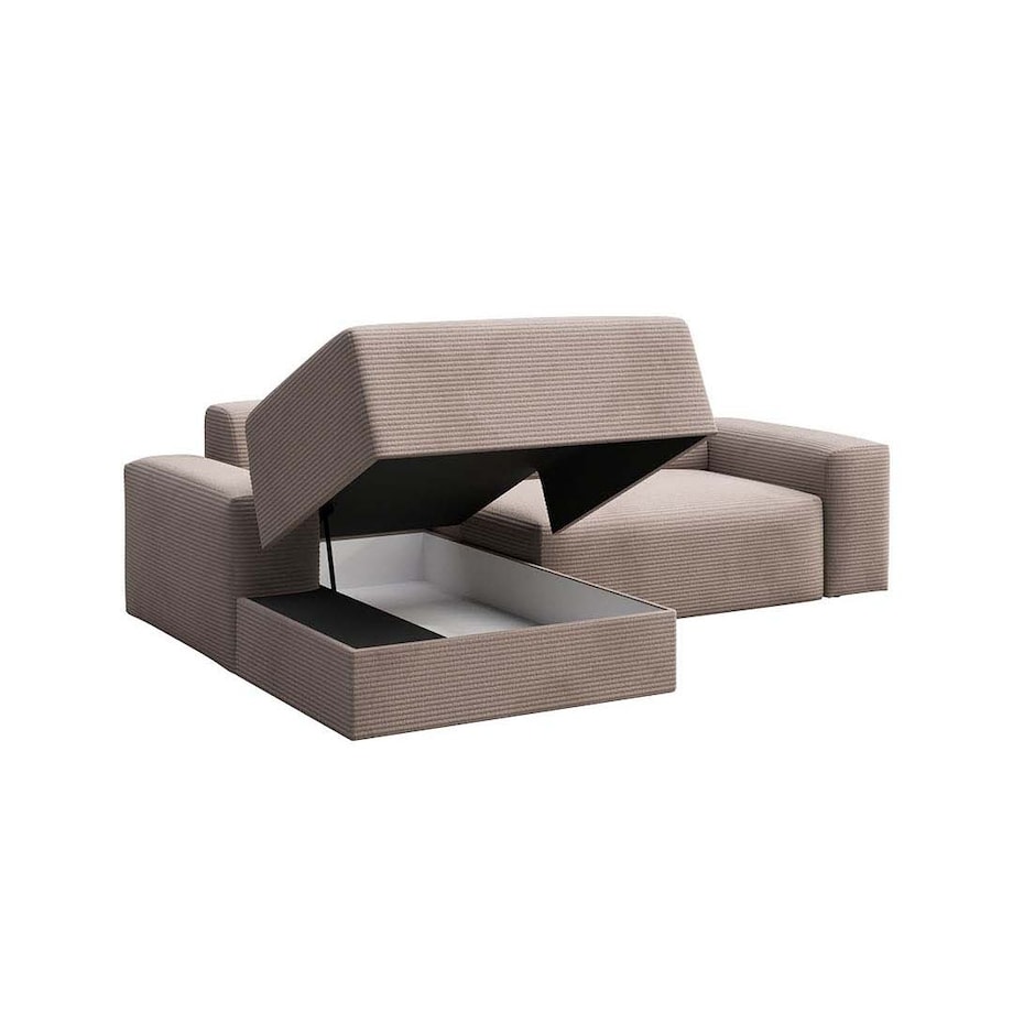 Villet Sofa narożna lewa z funkcją spania i pojemnikiem ecru