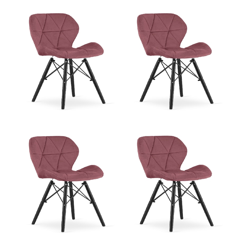 Krzesło Lago Ekoskóra ergonomiczne nowoczesny design - Ciemny Róż / Nogi Czarne X 4