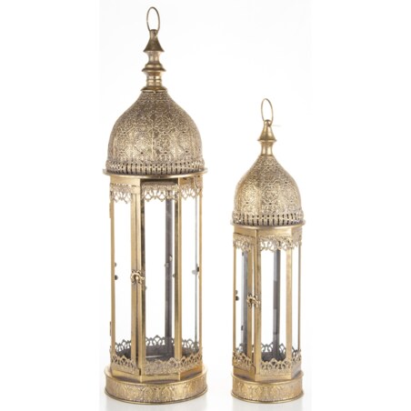 Lampion metalowy 2 szt. 76x21x21 i 58x14x14 cm CUPOLA-2