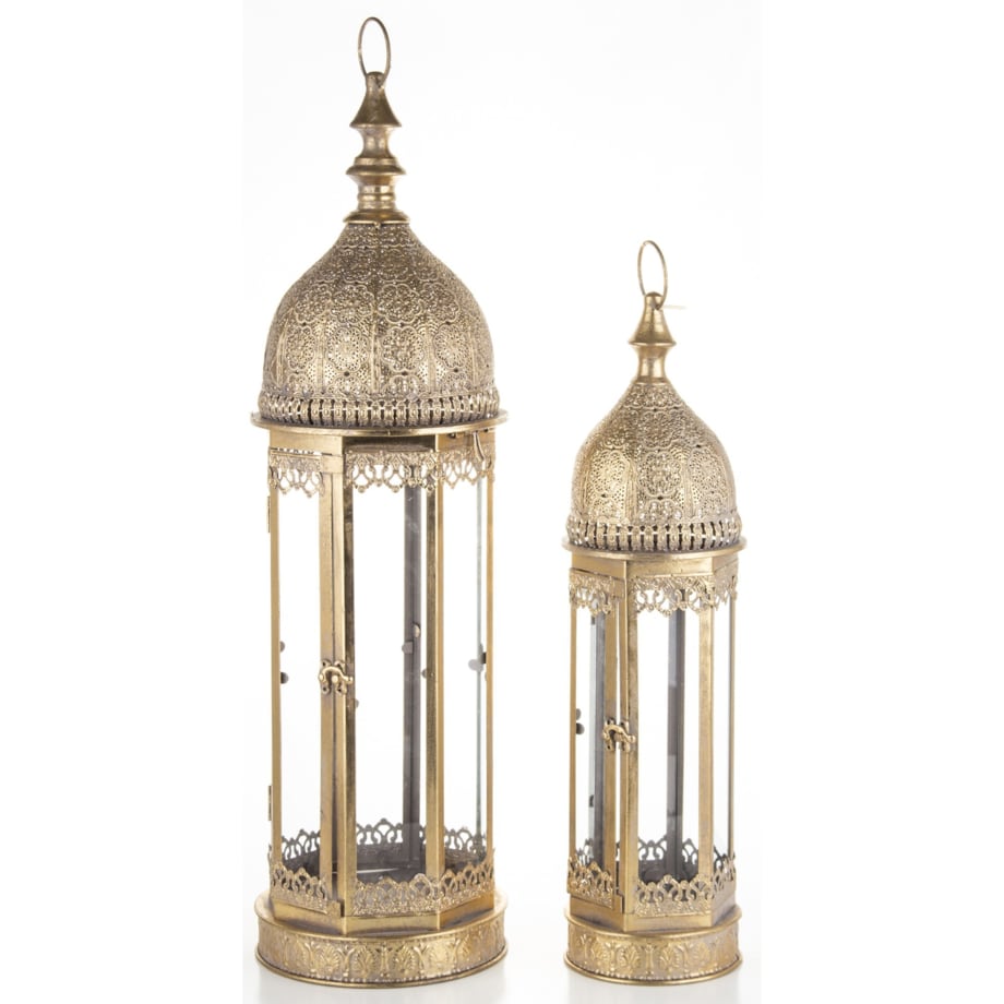 Lampion metalowy 2 szt. 76x21x21 i 58x14x14 cm CUPOLA-2
