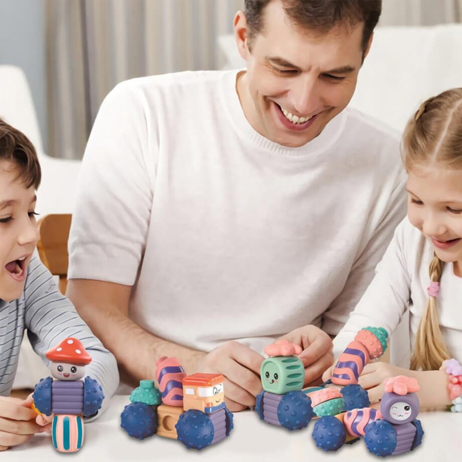 Robociki z Księżyca - miękkie klocki sensoryczne 12 elementów