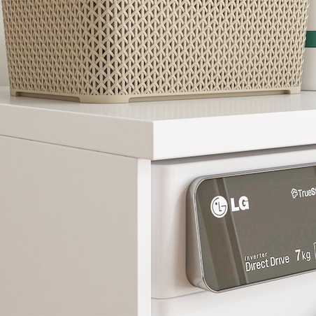 Szafka łazienkowa nad pralkę suszarkę słupek regał zabudowa agd biała 66 cm