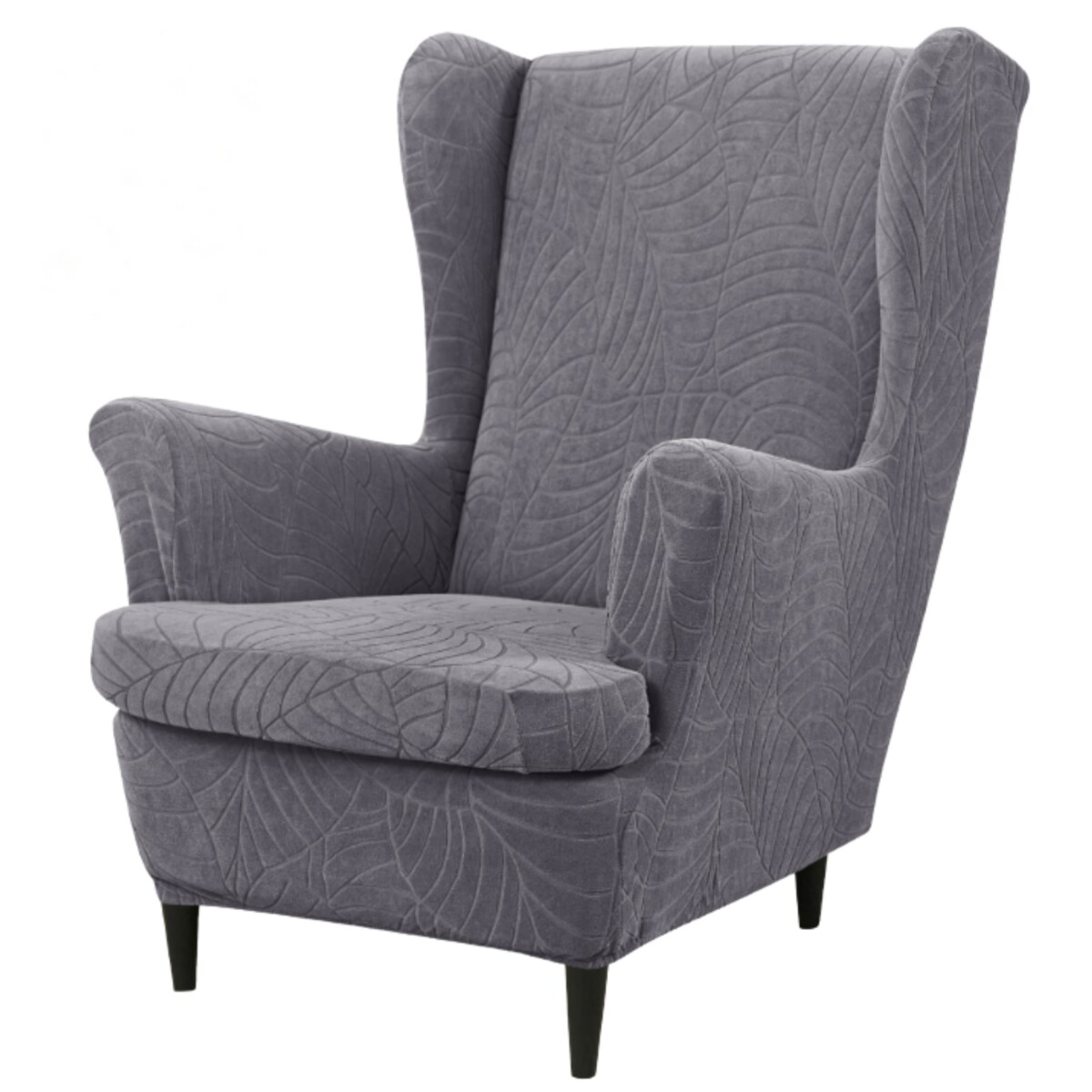 POKROWIEC NA FOTEL USZAK SZARY WELUR ŻAKARD WZORY ELASTYCZNY [30-Z3-SZ]