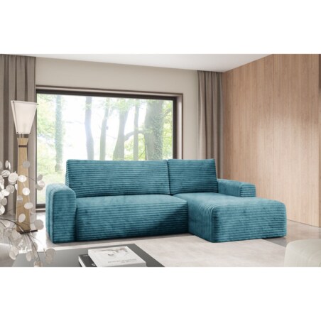 Narożnik SONTII z funkcją spania gruby sztruks Kolor: TILIA 75