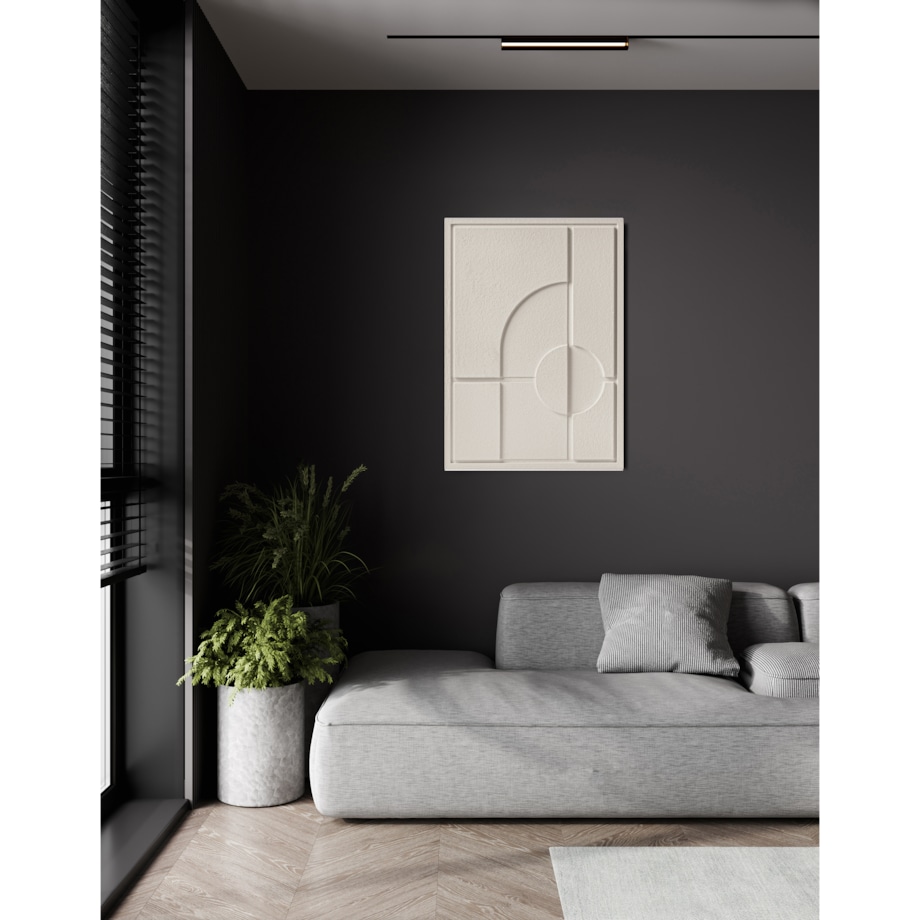 Obraz 3D 50x70cm Geometric I – Dekoracja Ścienna z Tynku Naturalnego, Natural Cream Minimalistyczny Relief