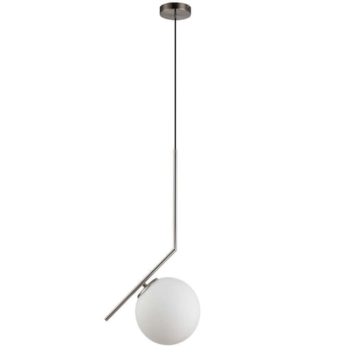 LAMPA wisząca CONDI MDM-7475/1-S-SN MDECO loftowa OPRAWA szklany ZWIS kula ball satyna biała