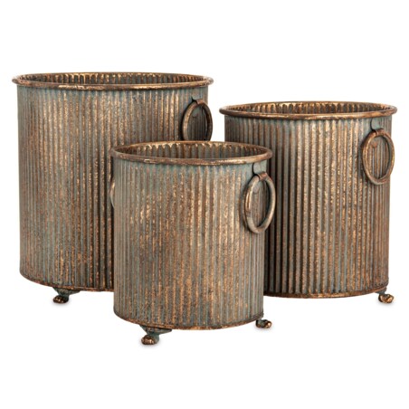 Osłonka metalowa 3 szt. 32x30,5 i 28,5x26 i 24x21,5cm UMMERO-2 patyna