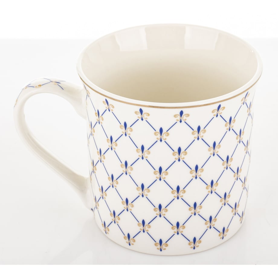 Kubek porcelanowy w pudełku 12,5x9x9 cm MAGLIA 380 ml biały z niebieskim wzorem